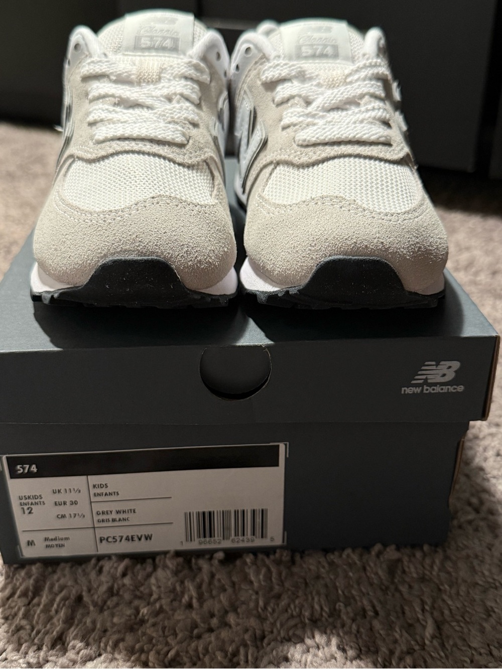 New Balance 574 Toddler Grey & White Sneakers Size 12.0